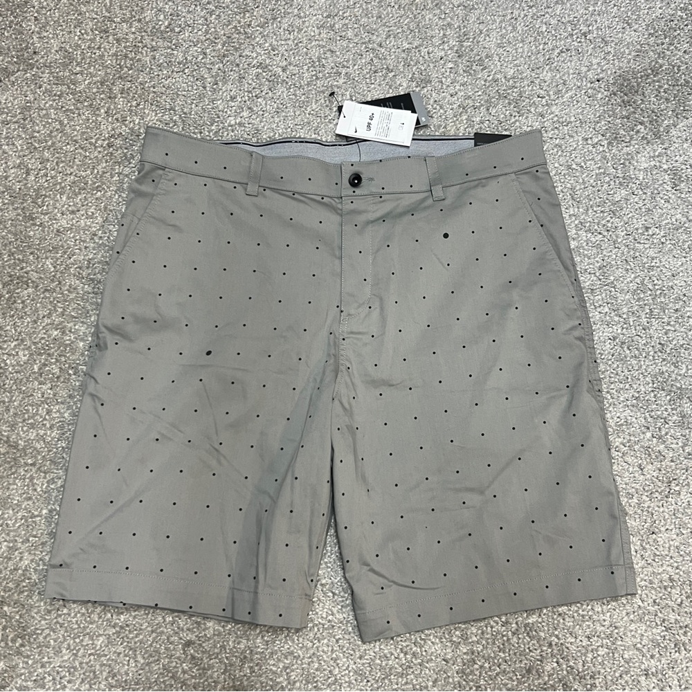 Nike Shorts Mens 38 Gray Navy Blue Golf Dri Fit Printed Polka Dot DA4147 003 NEW